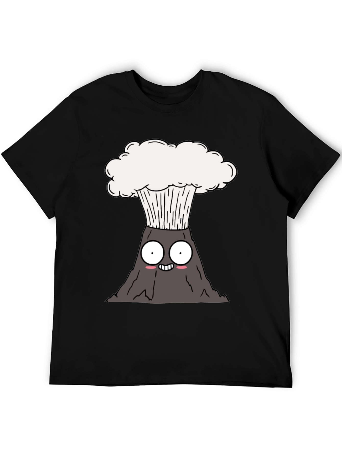 Camiseta Negra con Diseño de Volcán Animado