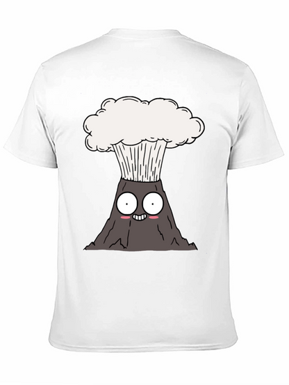 Camiseta Negra con Diseño de Volcán Animado