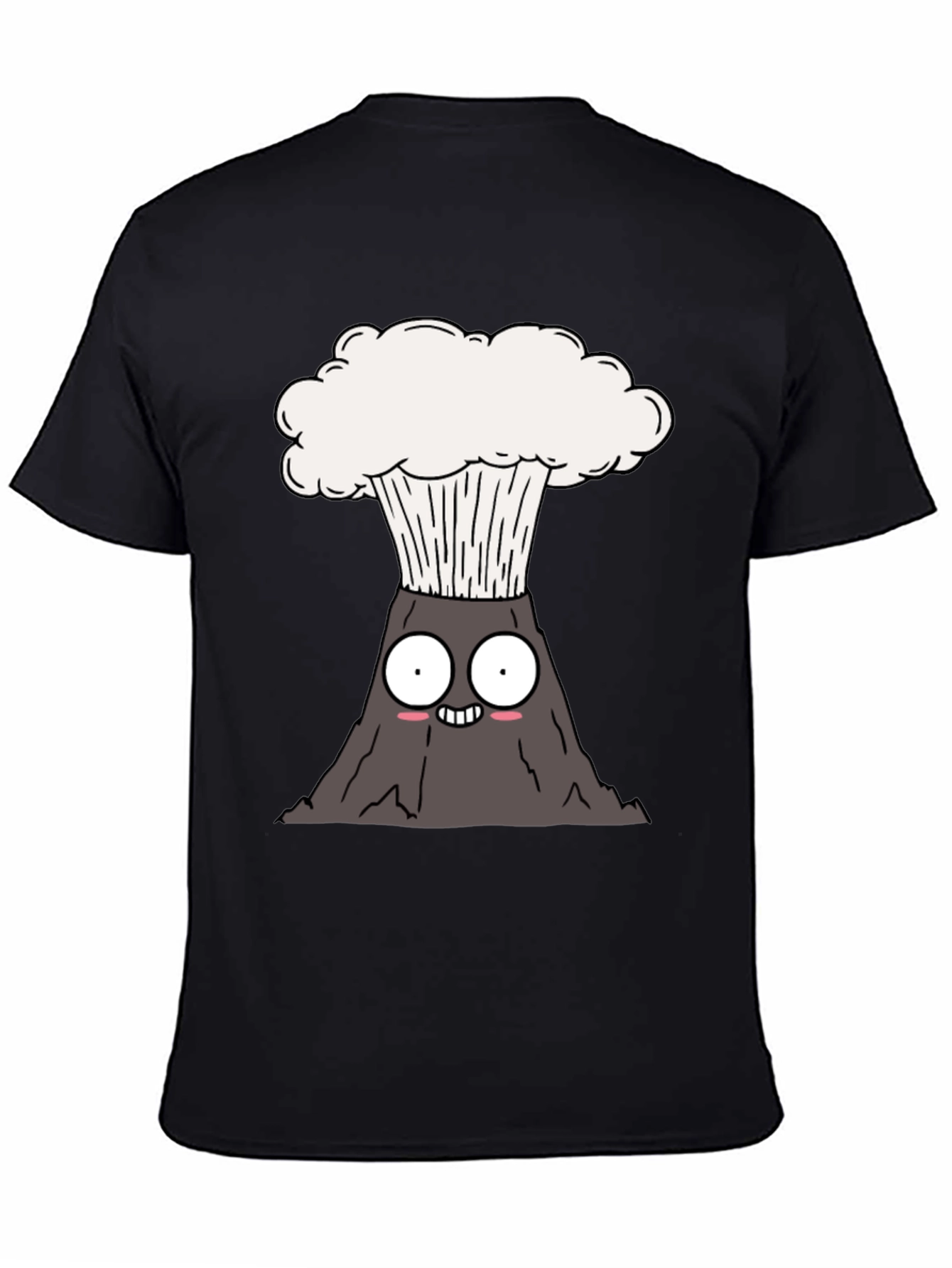 Camiseta Negra con Diseño de Volcán Animado