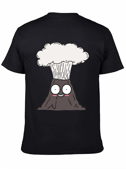 Camiseta Negra con Diseño de Volcán Animado