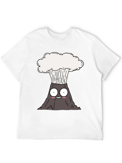 Camiseta Negra con Diseño de Volcán Animado
