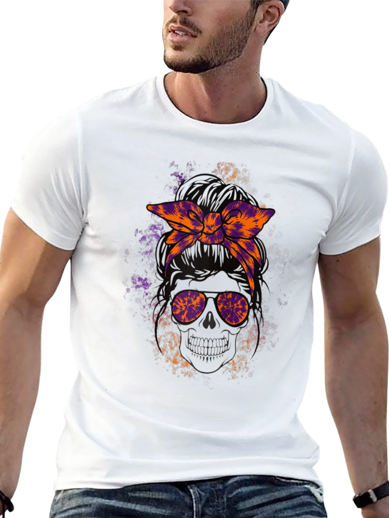 Camiseta Cráneo con Cinta Tie-Dye