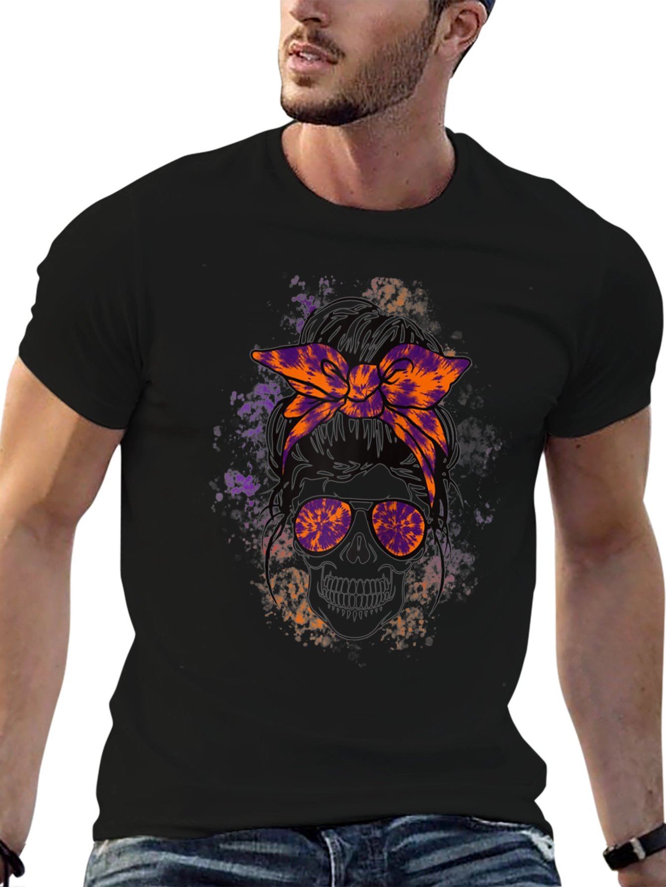 Camiseta Cráneo con Cinta Tie-Dye