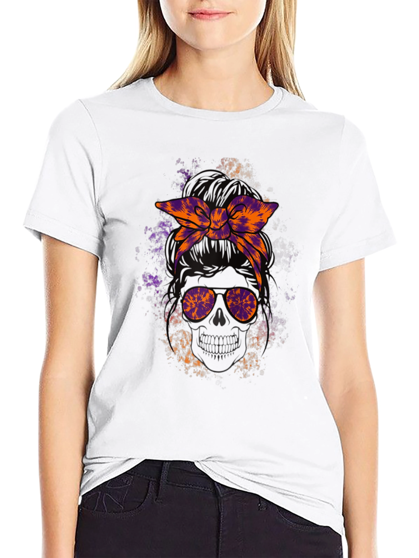 Camiseta Cráneo con Cinta Tie-Dye