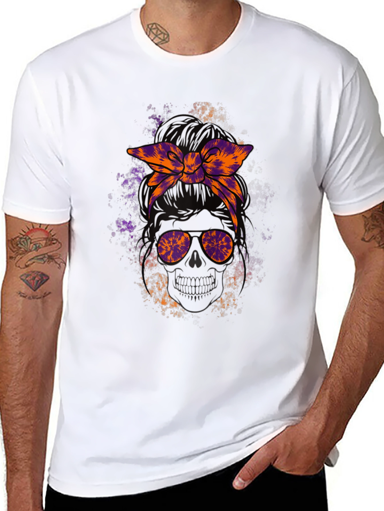 Camiseta Cráneo con Cinta Tie-Dye
