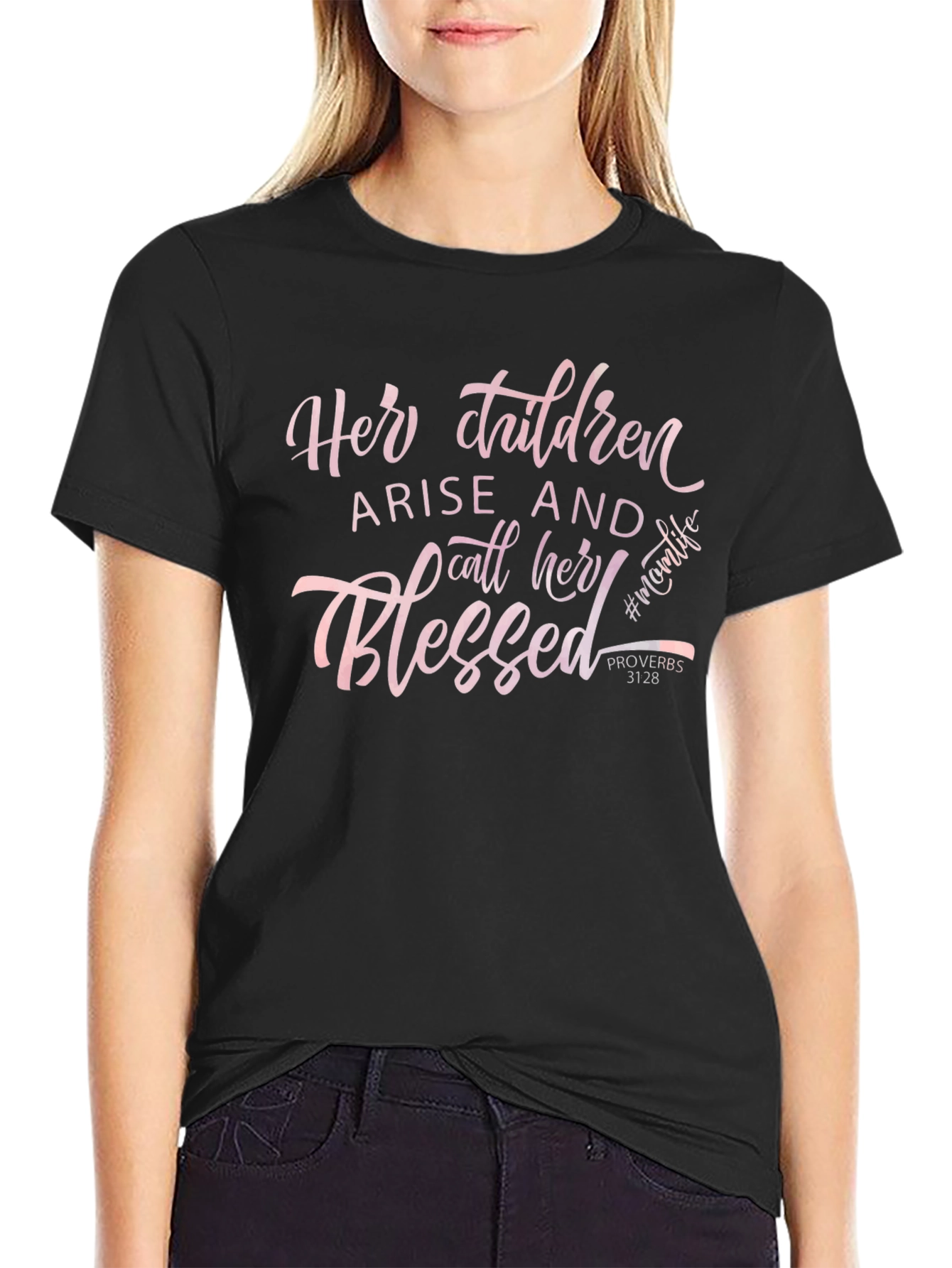 Camiseta Negra con Diseño Her Children Blessed