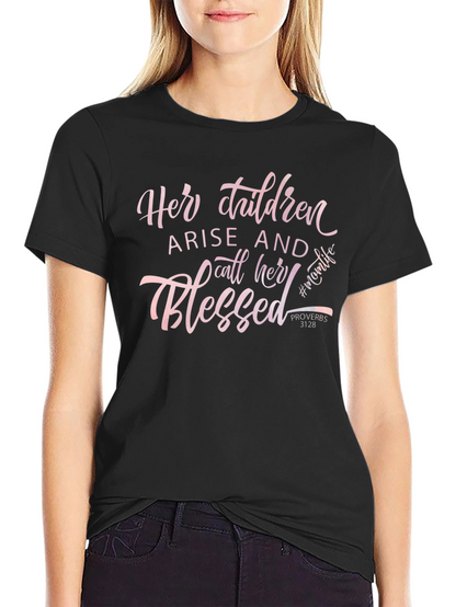 Camiseta Negra con Diseño Her Children Blessed