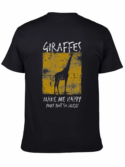 Camiseta Negra con Diseño de Jirafa Graciosa