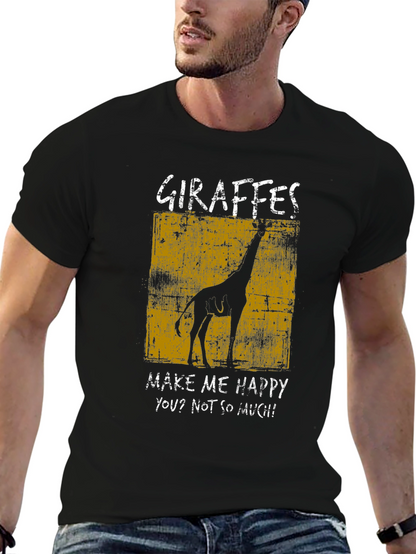 Camiseta Negra con Diseño de Jirafa Graciosa