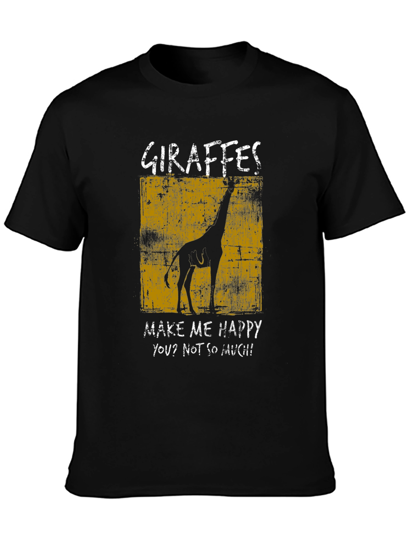 Camiseta Negra con Diseño de Jirafa Graciosa