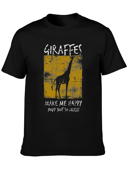 Camiseta Negra con Diseño de Jirafa Graciosa