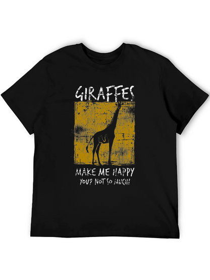 Camiseta Negra con Diseño de Jirafa Graciosa