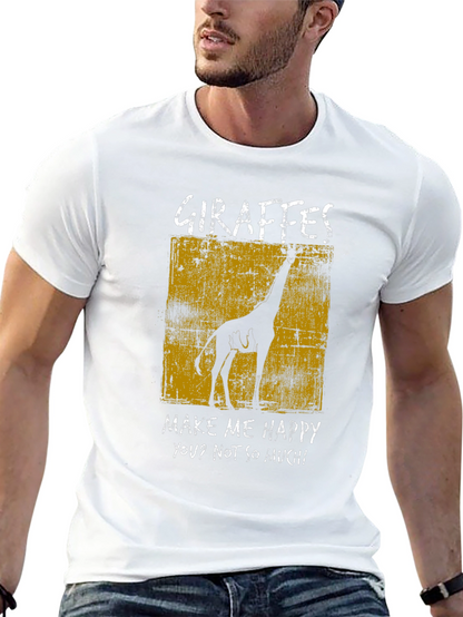 Camiseta Negra con Diseño de Jirafa Graciosa