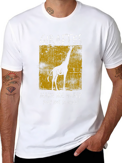 Camiseta Negra con Diseño de Jirafa Graciosa