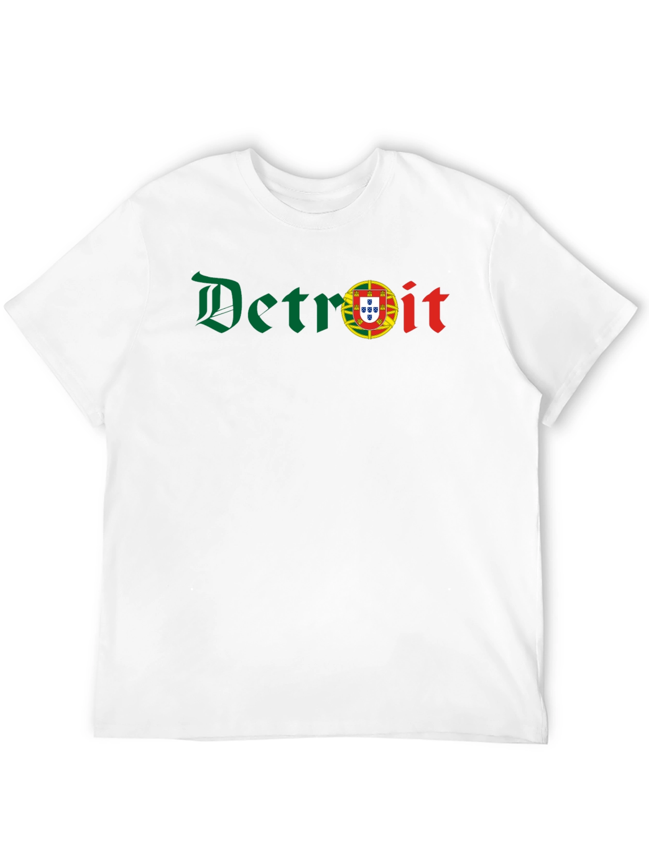 Camiseta Negra Detroit con Bandera Portuguesa