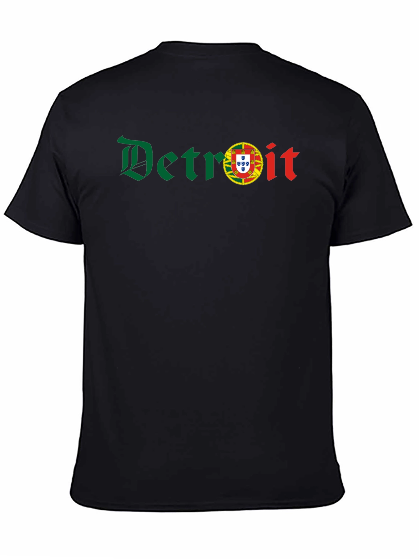 Camiseta Negra Detroit con Bandera Portuguesa