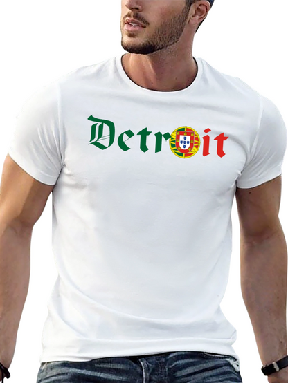 Camiseta Negra Detroit con Bandera Portuguesa