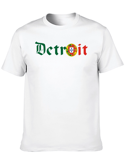 Camiseta Negra Detroit con Bandera Portuguesa