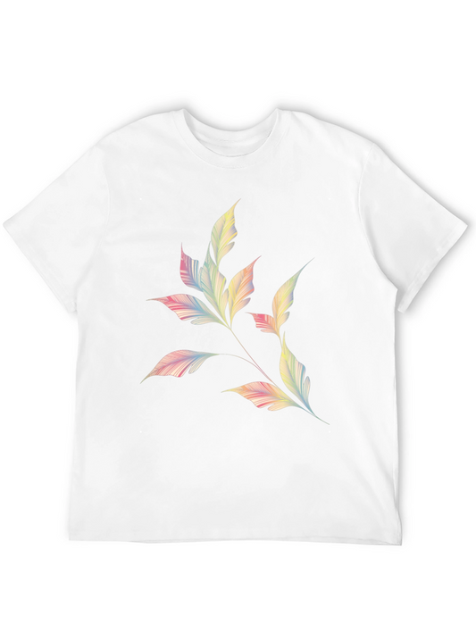 Camiseta Negra con Diseño de Hojas Abstractas