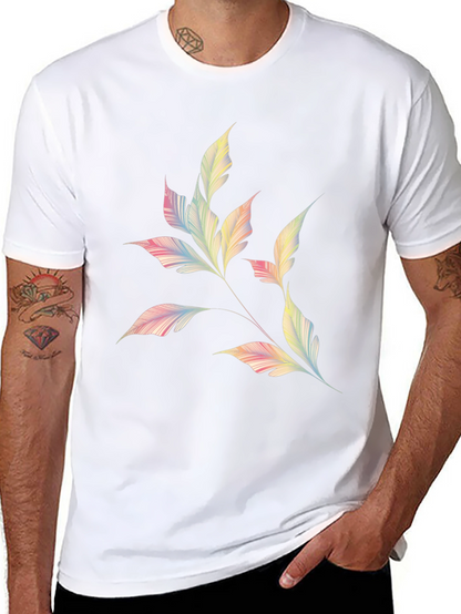 Camiseta Negra con Diseño de Hojas Abstractas