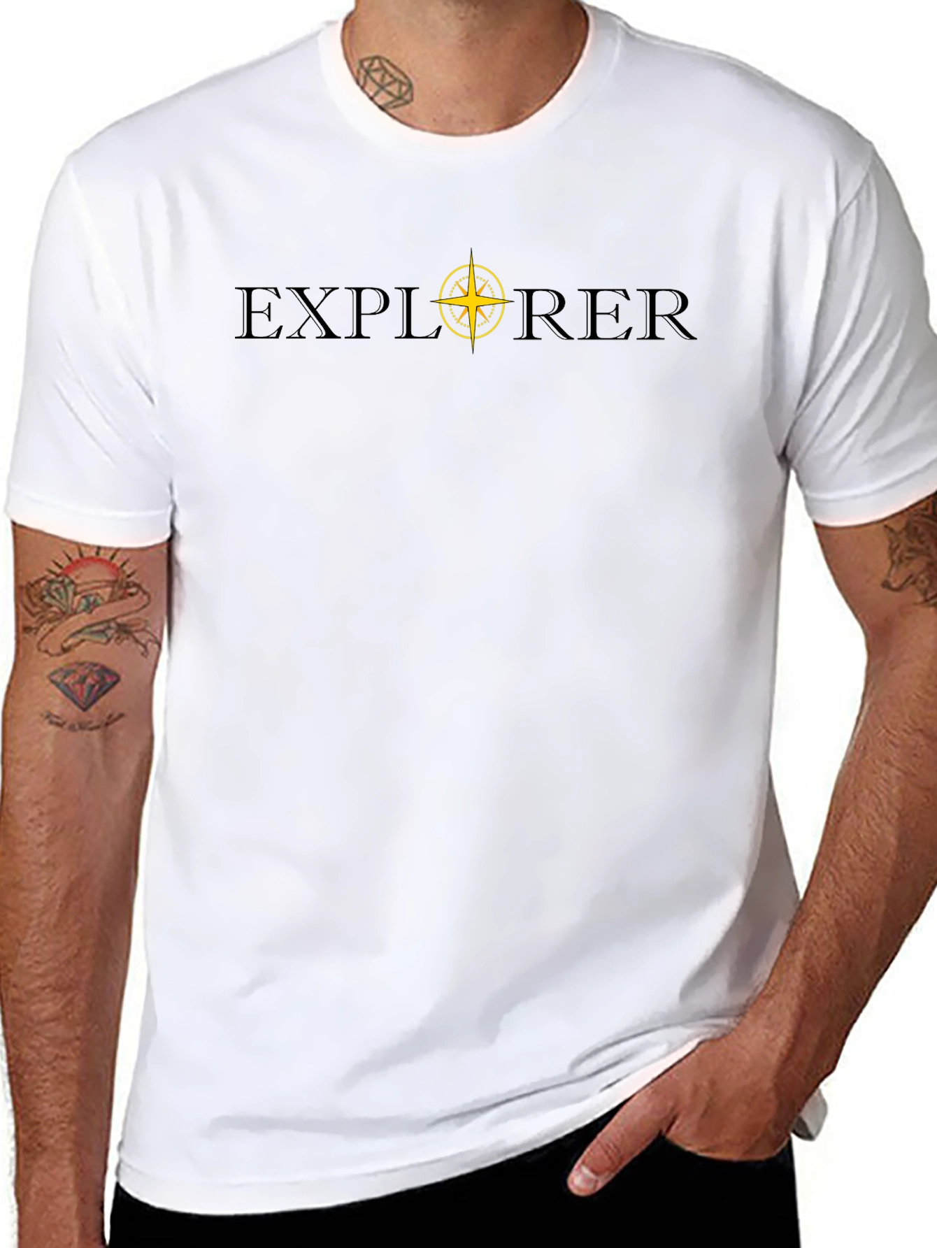 Camiseta Negra Explorer con Brújula - Aventura Diaria