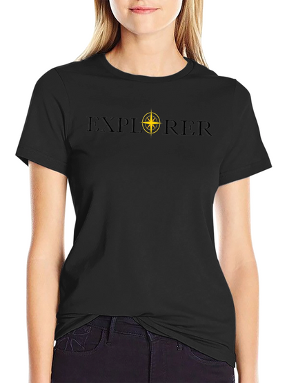 Camiseta Negra Explorer con Brújula - Aventura Diaria