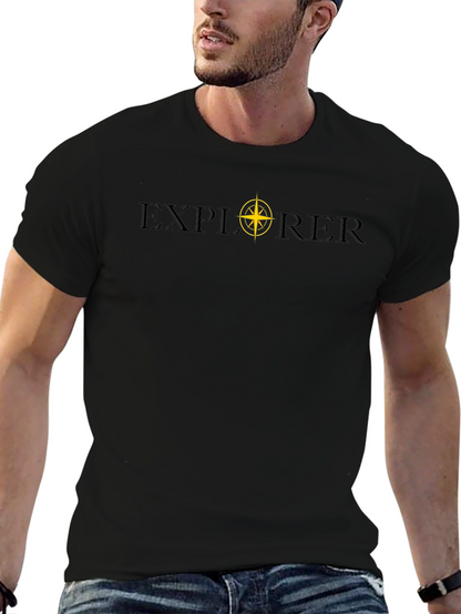 Camiseta Negra Explorer con Brújula - Aventura Diaria