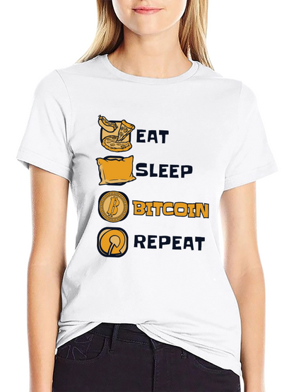 Camiseta Hombre Negra: Come Duerme Bitcoin Repite