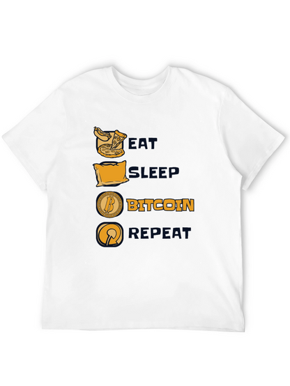 Camiseta Hombre Negra: Come Duerme Bitcoin Repite