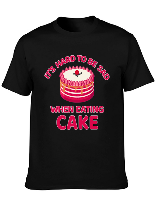 Camiseta Negra: Es Difícil Estar Triste Comiendo Tarta