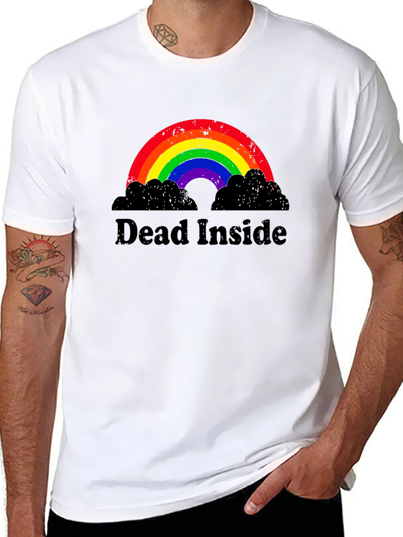 Camiseta Negra Dead Inside Arcoíris