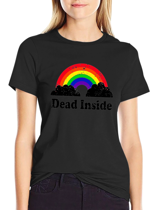 Camiseta Negra Dead Inside Arcoíris