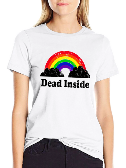 Camiseta Negra Dead Inside Arcoíris