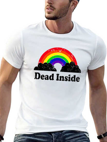 Camiseta Negra Dead Inside Arcoíris