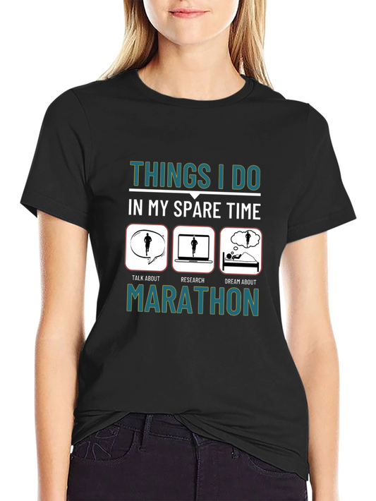 Camiseta Negra Maratón: Pasatiempos de Corredor