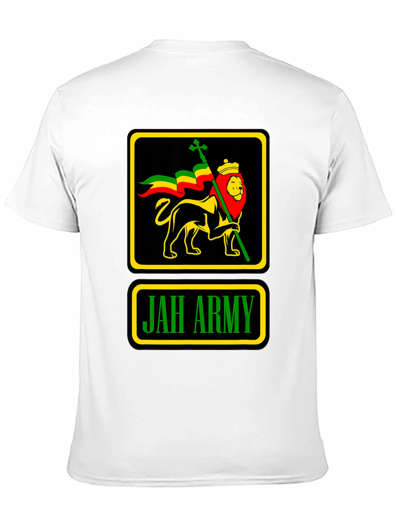 Camiseta Negra Jah Army Lion Reggae para Hombre