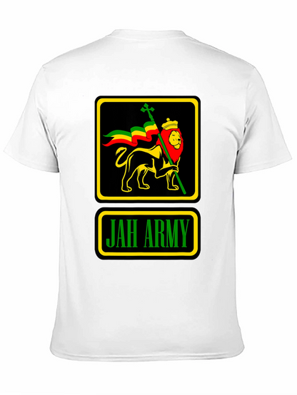 Camiseta Negra Jah Army Lion Reggae para Hombre
