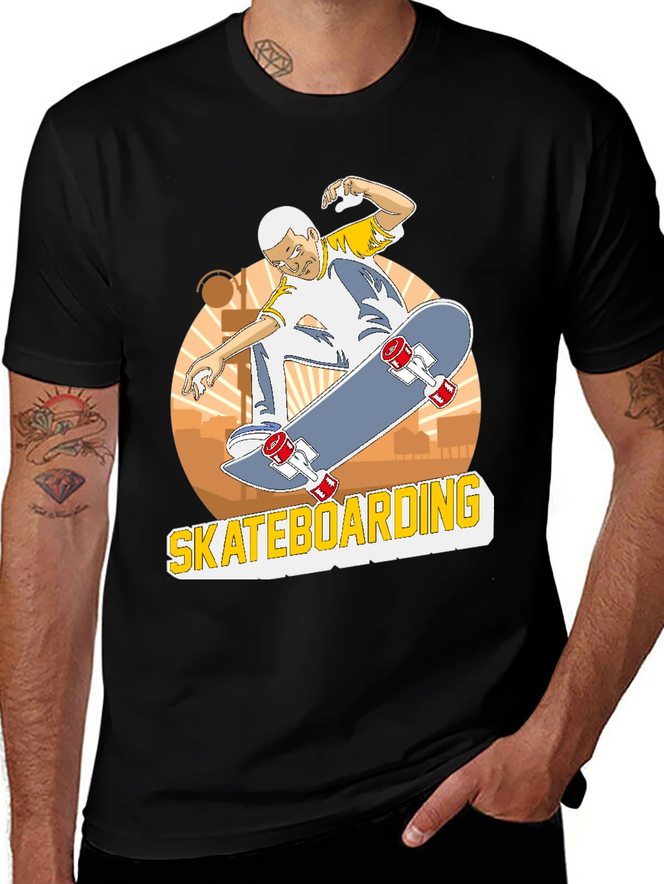 Camiseta Negra Skateboarding Hombre