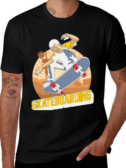Camiseta Negra Skateboarding Hombre