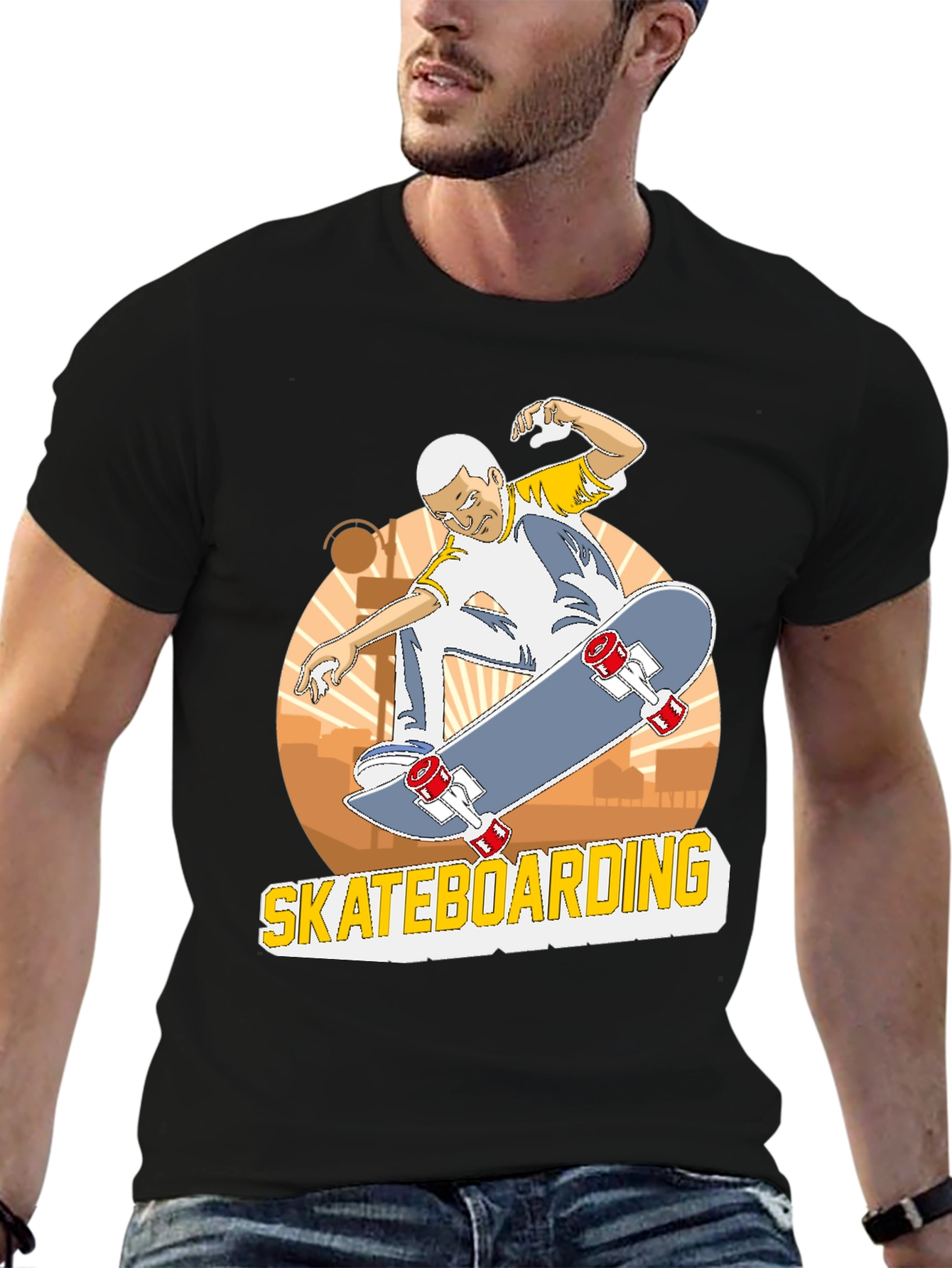 Camiseta Negra Skateboarding Hombre