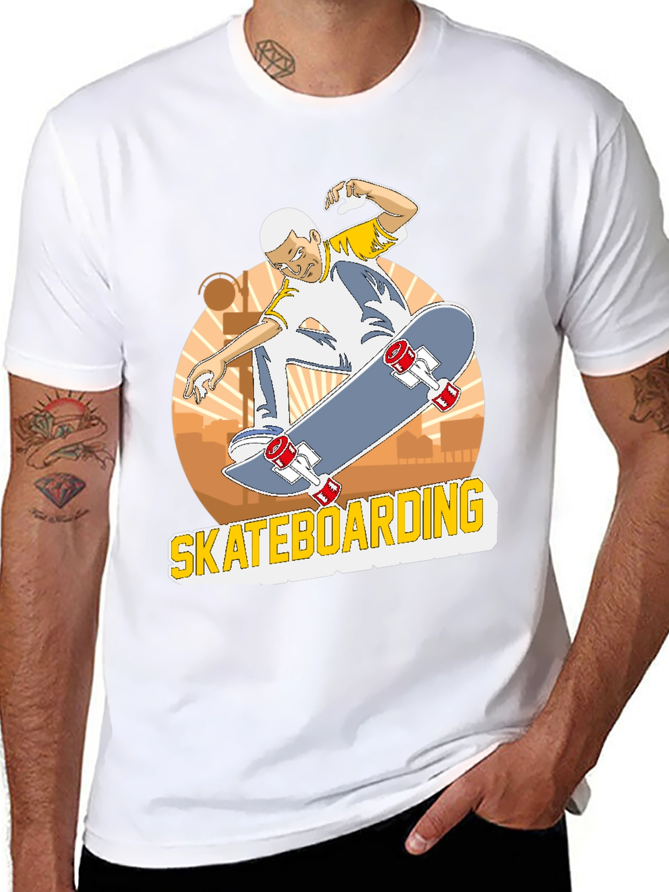 Camiseta Negra Skateboarding Hombre