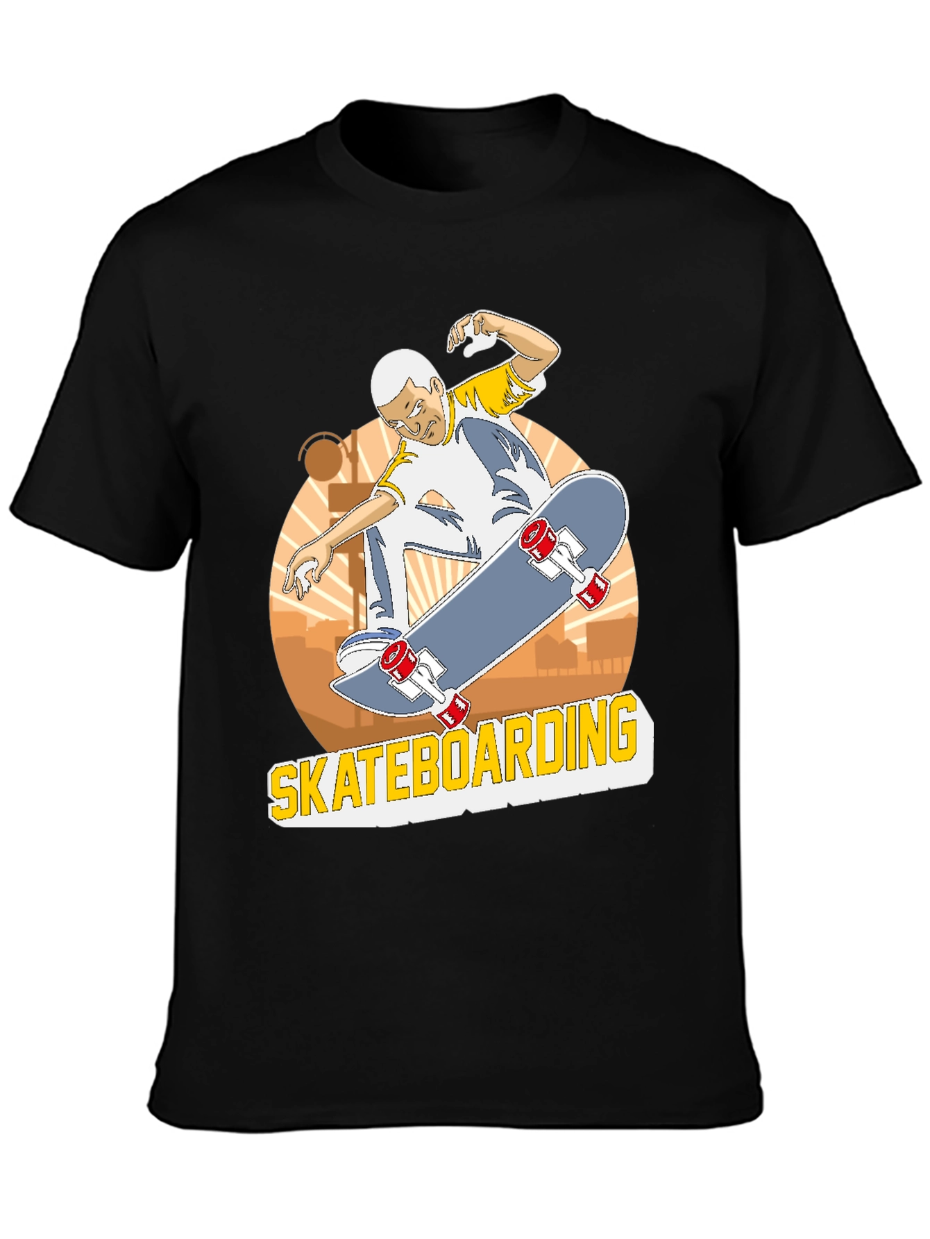 Camiseta Negra Skateboarding Hombre