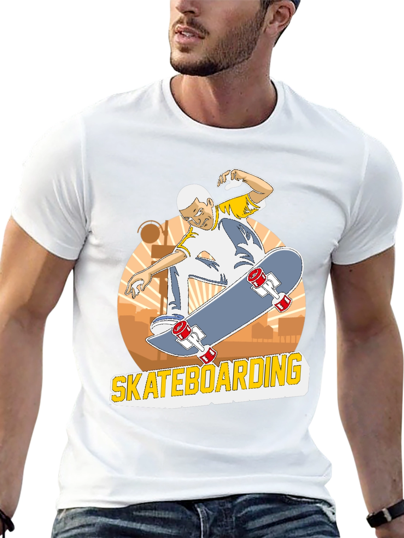 Camiseta Negra Skateboarding Hombre