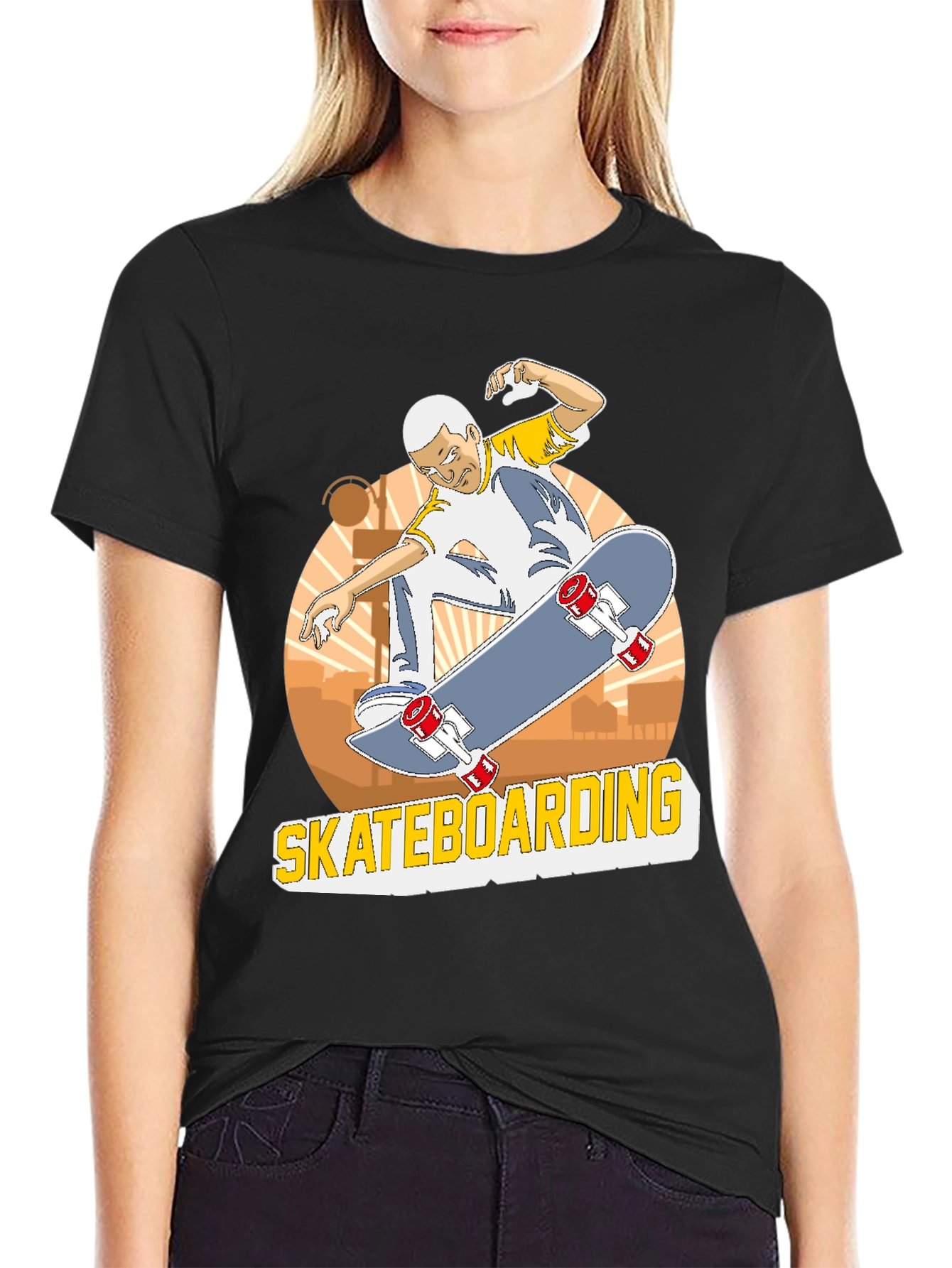 Camiseta Negra Skateboarding Hombre
