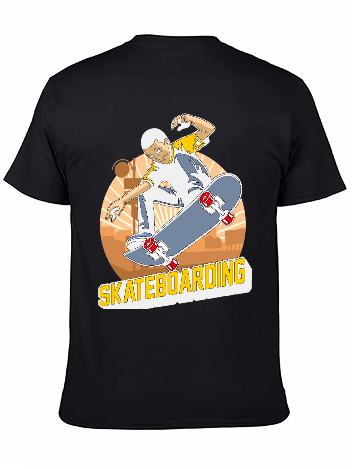 Camiseta Negra Skateboarding Hombre