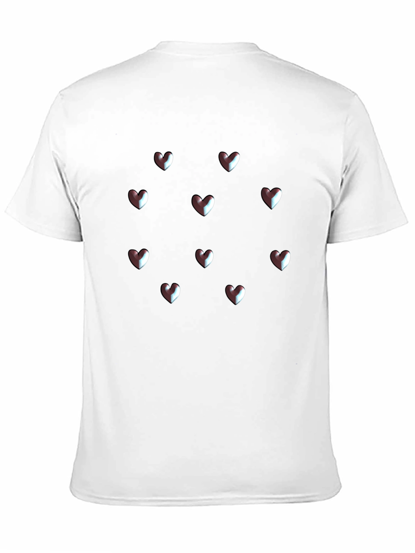 Camiseta Negra Corazones 3D Hombre Casual