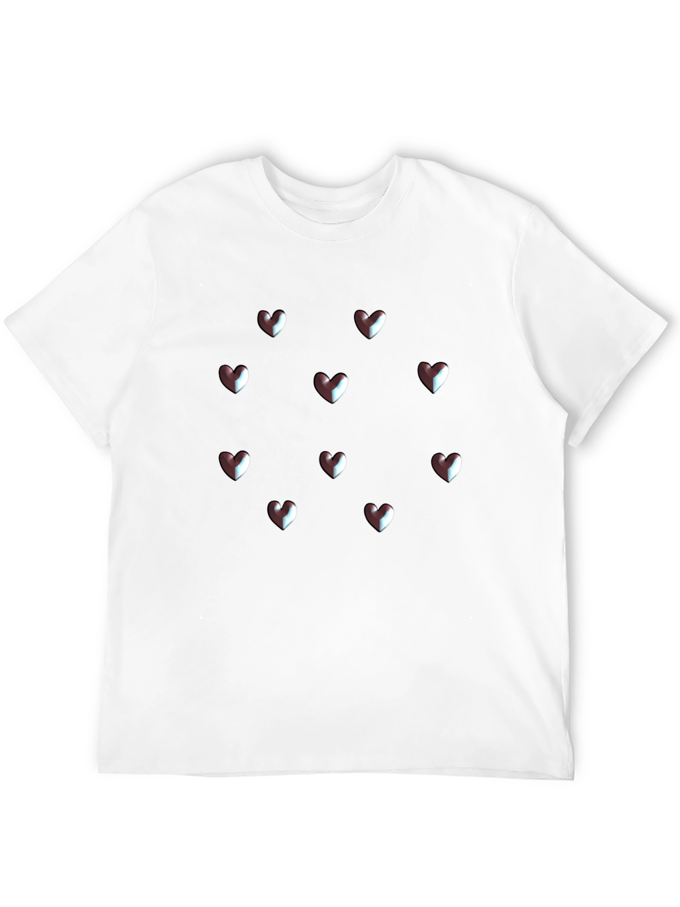 Camiseta Negra Corazones 3D Hombre Casual