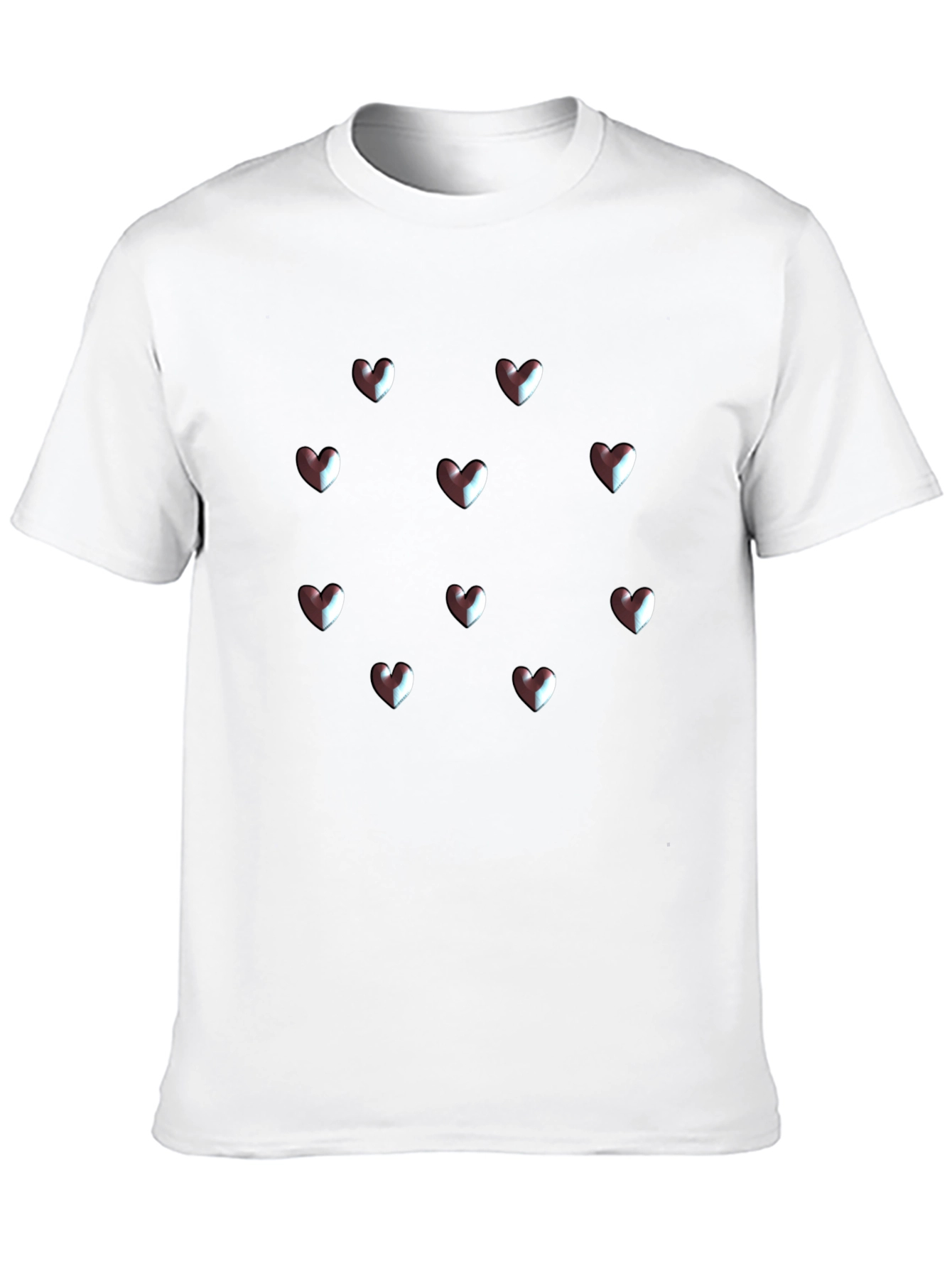 Camiseta Negra Corazones 3D Hombre Casual