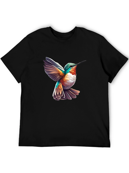 Camiseta Negra con Diseño de Colibrí Vibrante