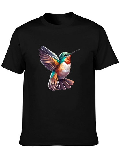 Camiseta Negra con Diseño de Colibrí Vibrante